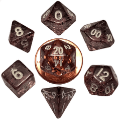 FanRoll Dice (MDG): 7 Set Polyhedral 10mm Mini Ethereal Black 4203